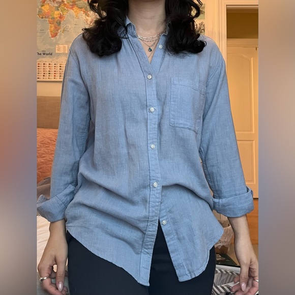 Blue Linen Community Button Up - Picture 2 of 5